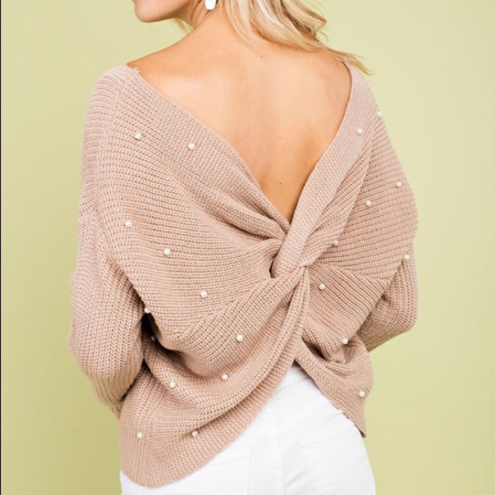NEW Penny Pearl Sweater- Taupe/Blush